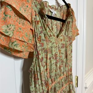CURRENT AIR Sage Floral Midi Dress